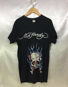 Ed Hardy by Christian Audigier エドハーディー メキシコ製 バーニング スカル ドクロ プリント 半袖 Tシャツ サイズ：S カラー：ブラック