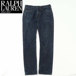 ◆RALPH LAUREN BLACK LABEL ラルフローレン ブラックレーベル ロゴ金具 デニム パンツ ジーンズ インディゴ 32