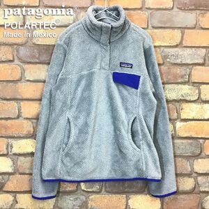 ★USA直輸入★メキシコ製★正規品★【patagonia パタゴニア】POLARTEC仕様 リツール フリース スナップT [レディース S]グレー×青 K2-799