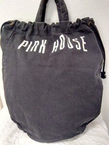 ピンクハウス PINK HOUSE☆黒　巾着絞り　トートバッグ☆Y2041