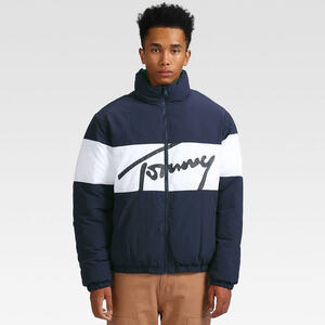 TOMMY JEANS TOMMY HILFIGER トミージーンズ リバーシブルシグネチャパッファジャケット XL 紺＆白／緑 22AW人気アイテム