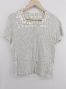 ◇ Martin Margiela マルタン マルジェラ ロゴ Vネック 半袖 Tシャツ カットソー サイズS グレー レディース P