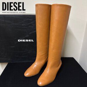 正規品/新品/未使用/23cm■訳ありアウトレット品■定価51,700円■DIESEL レディース レザー ロングブーツ ブロックヒール S93