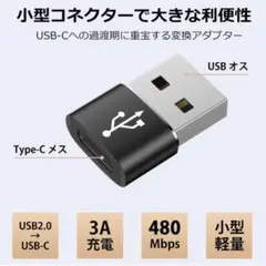 USB Type-C 変換アダプタ／タイプC(メス)To USB 2.0(オス)