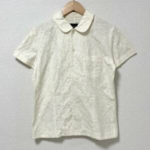 AD1999 tricot COMME des GARCONS メッシュ レース 丸襟 半袖 ブラウス 白 トリココムデギャルソン シャツ 90s VINTAGE archive 4040150