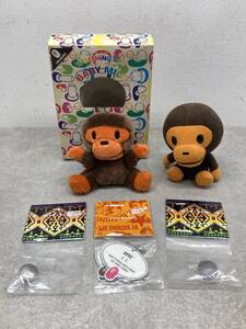 E★A BATHING APE ・BABY MILO エイプ・ベビー マイロ/ ぬいぐるみ・ キーホルダー・ピンバッジまとめ５点セット