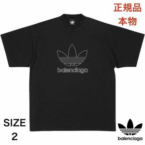 美品 バレンシアガ アディダス オーバーサイズ ロゴ Tシャツ 2 M BALENCIAGA ADIDAS Oversized TEE 723976 デムナヴァザリア フットボール