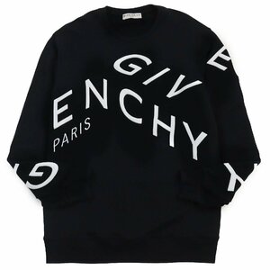 【ドンドン見直し】美品●GIVENCHY ジバンシィ BMJ07H30AF ロゴエンブロイダリー トレーナー スウェット ブラック XS 正規品 メンズ