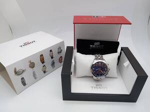 腕時計【 TISSOT T055417A ティソ クロノグラフ クォーツ メンズ腕時計 箱/説明書付 】検索タグ) シルバー 保管品 HT