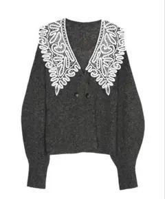 acka lace collar knit cardigan