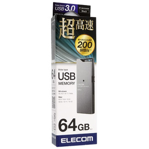 【ゆうパケット対応】ELECOM エレコム USB3.0対応USBメモリ MF-DAU3064GBK 64GB ブラック [管理:1000015349]