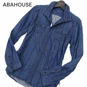 ABAHOUSE アバハウス 通年 襟ワイヤー★ スタンドカラー 長袖 ワーク デニム シャツ Sz.2　メンズ　C4T00954_2#C