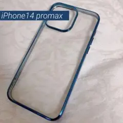 iPhone14promax ケース ブルー 透明 耐衝撃  TPU 全面保護‎