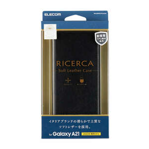 エレコム Galaxy A21用 ソフト イタリアンレザーケース ネロ ギャラクシー A21 レザー ケース カバー 手帳型