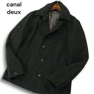 canal deux luxe ニコルクラブ フォーメン 秋冬 メルトン ウール★ シングル Pコート Sz.50　メンズ グレー　A4T12196_B#N