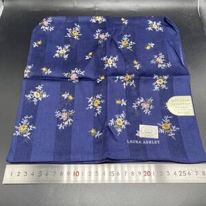 LAURA ASHLEY　ローラアシュレイ ハンカチ ネイビー　花柄　58×58　大判　no.41