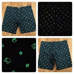 ★蓄光★ XXL BAPESTA ハーフパンツ a bathing ape BAPE sta shorts エイプ ベイプ アベイシングエイプ ショーツ スター STAR 2XL m5155