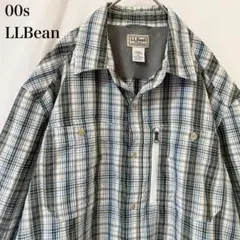 ★00s OLD LLBean ポリナイロン チェック シャツ ジップポケット