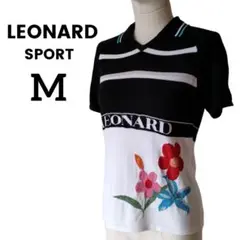 LEONARD SPORT レオナール　ポロシャツ　半袖ニット　花柄　M