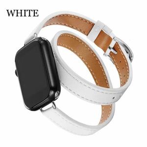 二重巻き Apple Watch バンド ベルト 腕時計 交換 二重巻 革ベルト 革バンド iPhone 牛革 男女兼用ホワイト 白色 AppleWatch プレゼント