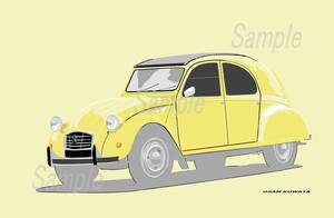 イラスト シトロエン 2CV Yellow A4サイズ