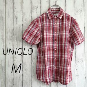 UNIQLO メンズ リネン コットン チェック シャツ 半袖 M 08