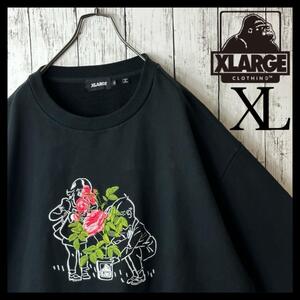 【激レア】XLARGE エクストララージ ゴリラポッド 花柄 スウェット 刺繍 黒 緑 XL