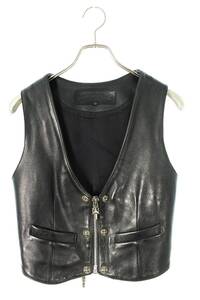 クロムハーツ Chrome Hearts 6BTN ZIP FRNT VEST サイズ:S クロスボールボタンレザーベスト 中古 OS06