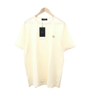 未使用品◆FRED PERRY フレッドペリー 半袖カットソー 大きいサイズ:XL◆ オフホワイト メンズ M3519 ロゴワンポイント トップス Tシャツ