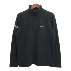 patagonia パタゴニア マイクロD ハーフジップ フリースジャケット アウトドア 企業ロゴ ブラック (メンズ L) 中古 古着 Q9814