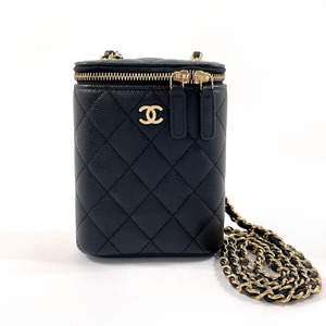 シャネル CHANEL ショルダーバッグ マトラッセ スモール バニティ チェーンショルダー ココマーク マットキャビアスキン ブラック