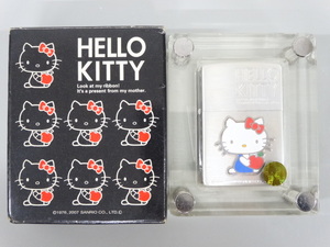 新品 未使用品 2007年製 ZIPPO ジッポ HELLO KITTY ハロー キティ 立体 メタル貼り シルバー 銀 ライター USA アクリルケース付き サンリオ