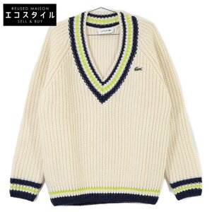 新品同様/国内正規 Lacoste ラコステ AF2563-10 ヘビーウェイトチルデンニットセーター/ トップス 36 ホワイト レディース