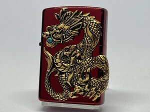 送料無料 ZIPPO[ジッポー] ドラゴンメタル ターコイズ 限定100 レッド