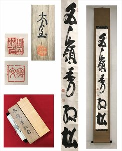 【千寿】妙心寺派 瑞福寺 山田無文 冬嶺秀弧松b 紙本 d221◆箱/茶道具/古美術/時代品/掛軸/100016962