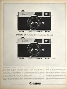 稀少・広告！1964年キャノン カメラ広告/Canon Canonet Camera/昭和レトロ/C