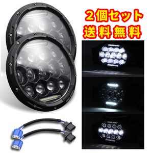 2個 H4 / 9003 / H13モデルプラグ ジープ LEDヘッドライト 7インチラングラーJK TJ LJ 97-17エンジェルアイヘッドライト オフロード車使用