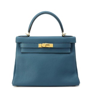 エルメス ハンドバッグ ケリー28 内縫い ヴェールボスフォール/ゴールド金具 トゴ D刻印 HERMES Kelly 2wayバッグ 【安心保証】