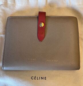 CELINE セリーヌ ミディアム ストラップ 財布 二つ折り財布　レザー 