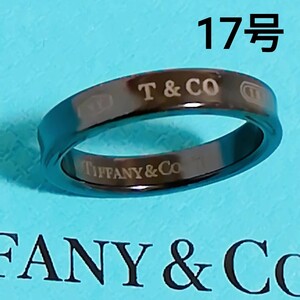 送料無料【美品】TIFFANY&Co. ティファニー ブラックチタン ナロー リング 17号 指輪 即決