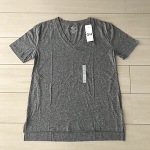 新品◆GUジーユー◆ベーシックVネック半袖TシャツグレーMサイズ◆霜降りグレーシンプル美ラインレギュラーフィット格安ユニクロUNIQLO