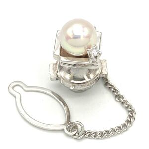 タサキ TASAKI タイピン パール ダイヤモンド K14ホワイトゴールド 8cm 5g アクセサリー