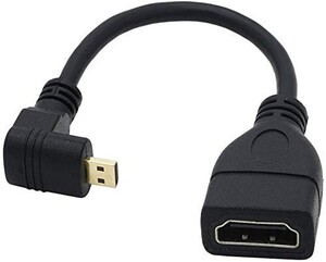 ハイスピードHDMI(メス)to Micro HDMI(オス) タイプD to タイプA 90°アングル L型 マイクロHDMI変換ケーブル E270