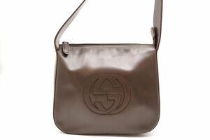 1円〜 グッチ ワン ショルダーバッグ インターロッキングロゴ Unisex レザー 茶 ブラウン GUCCI 9830h