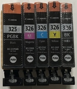 キャノン純正インク2　325/326　未使用5色セット　PGBK/M/C/Y/BK