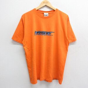 XL/古着 ノーティカ 半袖 ビンテージ ブランド Tシャツ メンズ 90s スポーツテック ビッグロゴ コットン クルーネック オレ