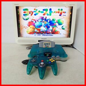 動作品 N64 ニンテンドウ64 本体 NUS-001 クリアブルー + ヨッシーストーリー まとめてセット【20