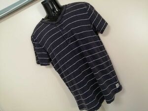 kkyj4078 ■ AMERICAN EAGLE OUTFITTERS ■ アメリカンイーグル Tシャツ トップス 半袖 ボーダー コットン 濃紺 ダークネイビー S