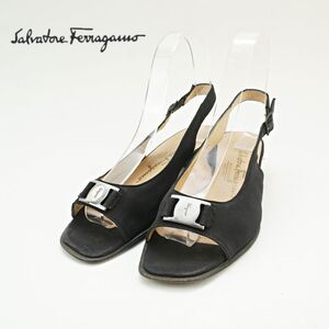 Salvatore Ferragamo サルヴァトーレフェラガモ バックストラップサンダル パンプス イタリア製 黒 ブラック/XC27