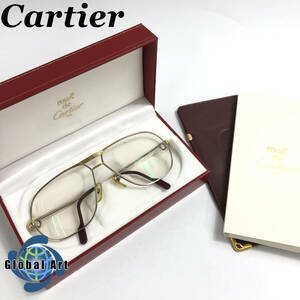 ★E05515/Cartier カルティエ/眼鏡 メガネ/トリニティ/62□12/135/度入/シルバー/ゴールド/箱・ケース付